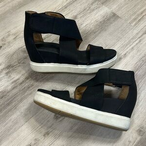 Dr. Scholl’s Sheena Comfort Wedge Strappy Sandals / Smooth Black | Women’s Sz 8M